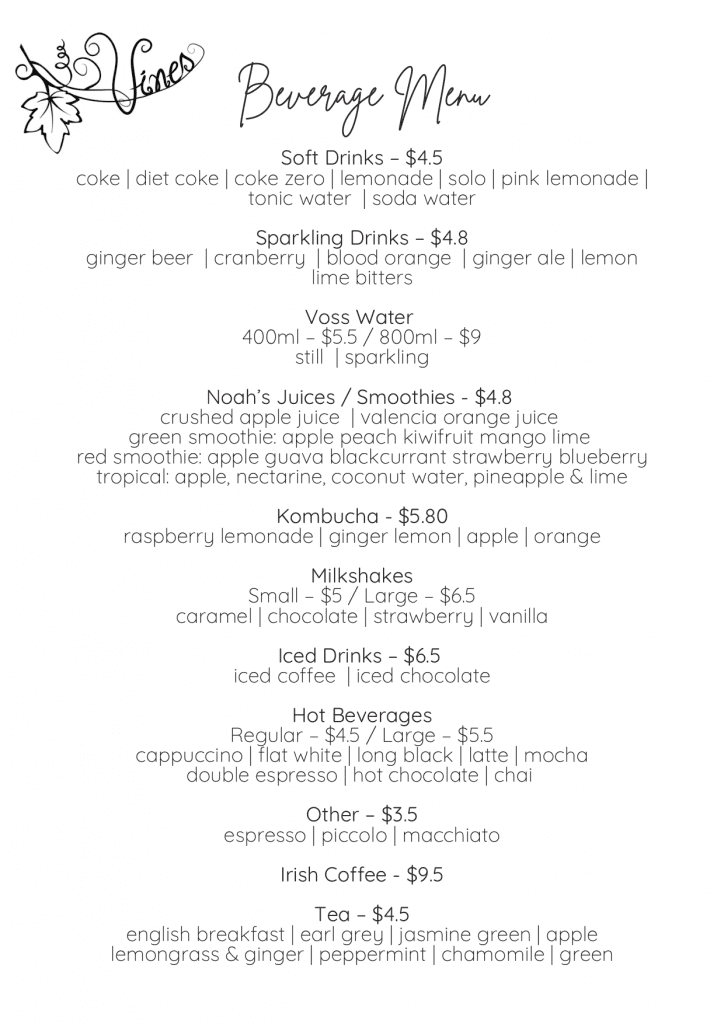 MENU Vines at Hollydene